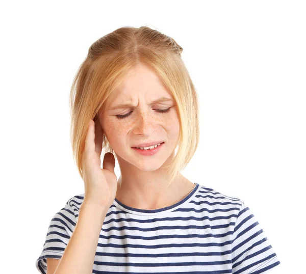 Zdenerwowana dziewczyna z ból ucha — Zdjęcie stockowe