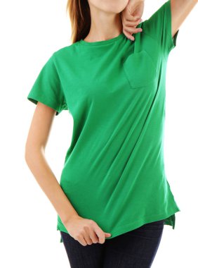 boş yeşil t-shirt kadında