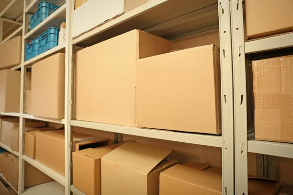 Warehouse with cardboard boxes — Stock Photo, Image