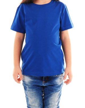 Boş mavi t-shirt, küçük kız
