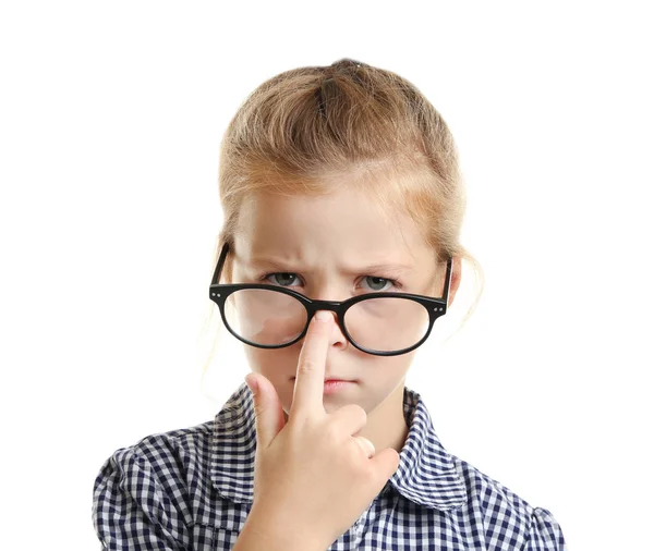 Funny little girl with glasses — Stock Photo, Image