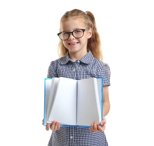 Schattig klein meisje met boek — Stockfoto