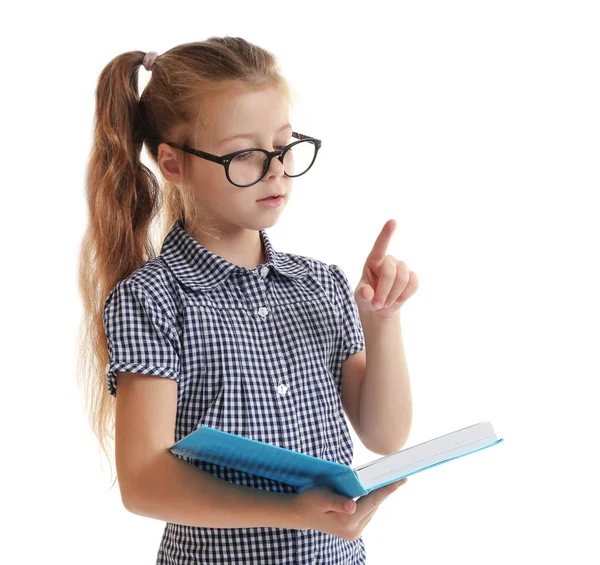 Bonito livro de leitura menina — Fotografia de Stock