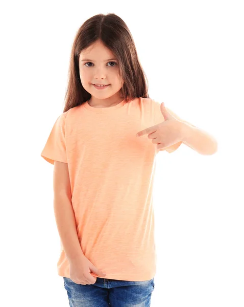 Malá holčička v prázdné tričko — Stock fotografie