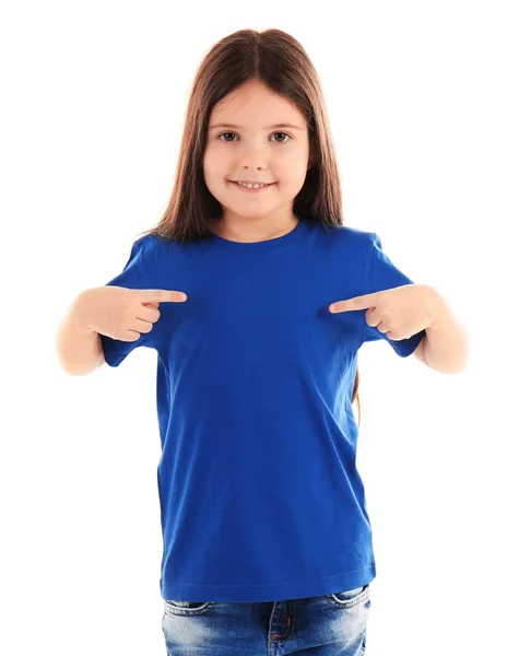 Niña en camiseta en blanco — Foto de Stock