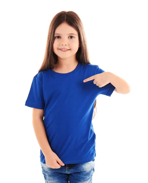 Dziewczynka w puste t-shirt — Zdjęcie stockowe