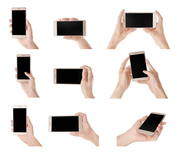 Hände mit modernen Smartphones — Stockfoto