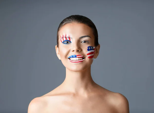 Girl with USA makeup — Stock Photo, Image