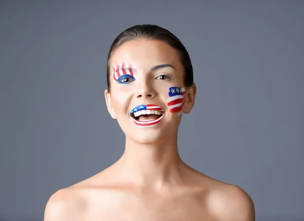 Girl with USA makeup — Stock Photo, Image