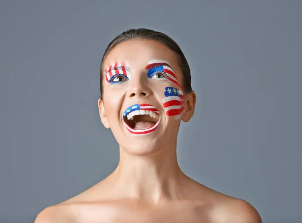 Girl with USA makeup — Stock Photo, Image