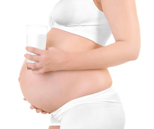 Pregnant woman on white background — Stock Photo, Image