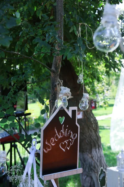 Hermosas Decoraciones Boda Árbol Verde — Foto de Stock