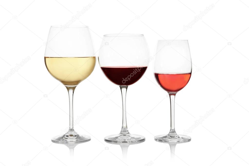 Three glasses with tasty wine