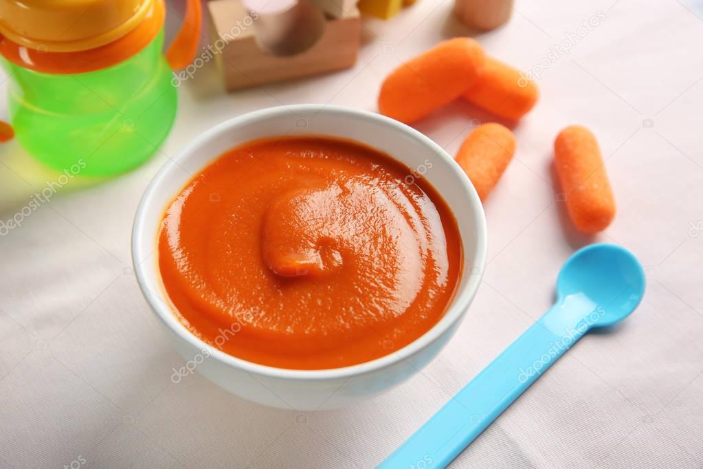 Bowl with healthy baby food