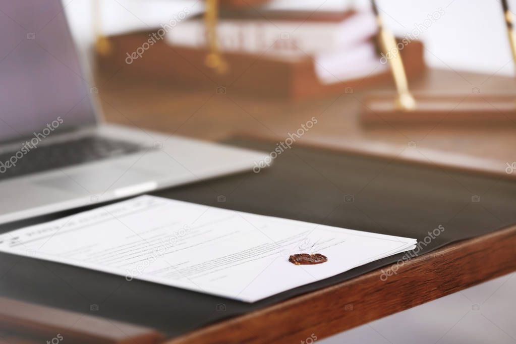 Notary workplace with laptop