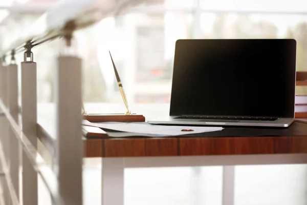 Notary workplace with laptop — Stock Photo, Image