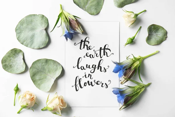 Quote written on paper with flowers — Stock Photo, Image