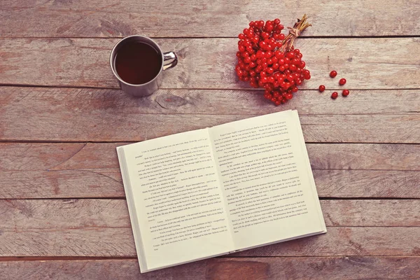 Tea with open book — Stock Photo, Image