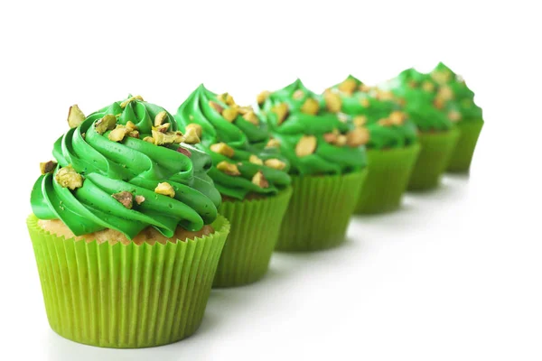 Grønne pistacie cupcakes - Stock-foto