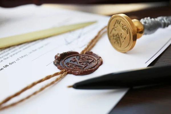 Starym stemplem notarialnym wosk — Zdjęcie stockowe