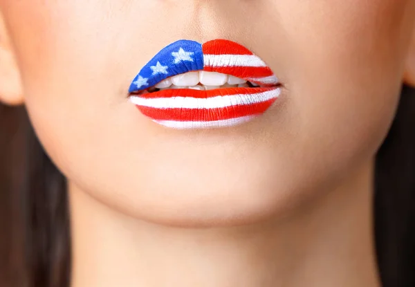 Girl with USA makeup — Stock Photo, Image