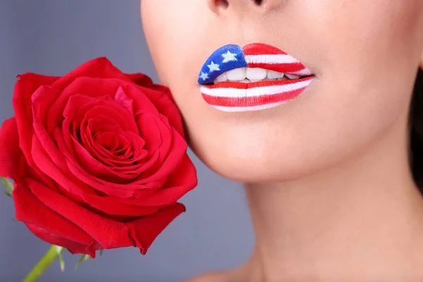 Girl with USA makeup — Stock Photo, Image