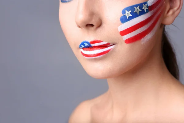 Girl with USA makeup — Stock Photo, Image