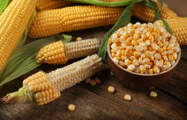 Corn seeds in bowl — Stock Photo, Image