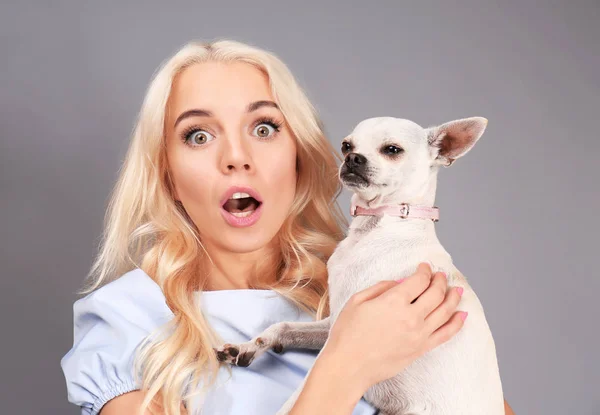 Mädchen mit süßem Hund — Stockfoto