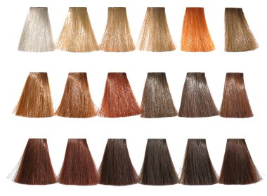 Palette of different colors to hair dye clipart