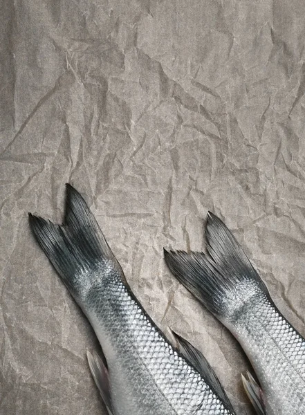 Kağıt üzerinde çiğ balık 