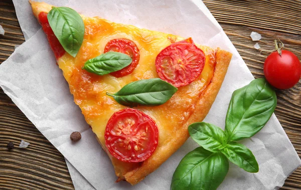 Slice of delicious pizza — Stock Photo, Image