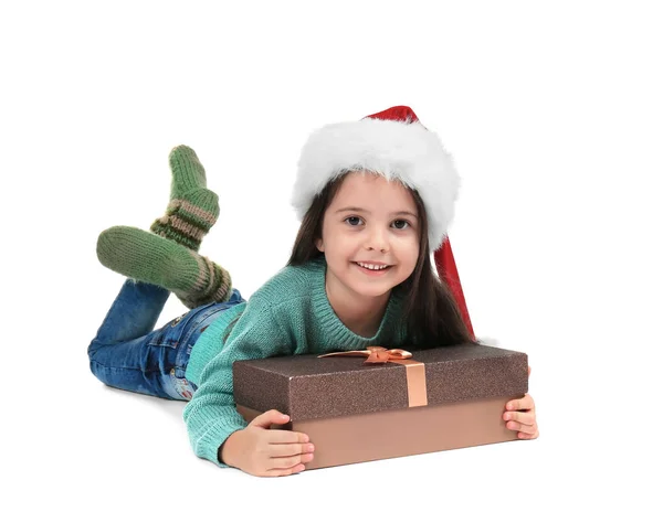 Meisje in santa hoed — Stockfoto
