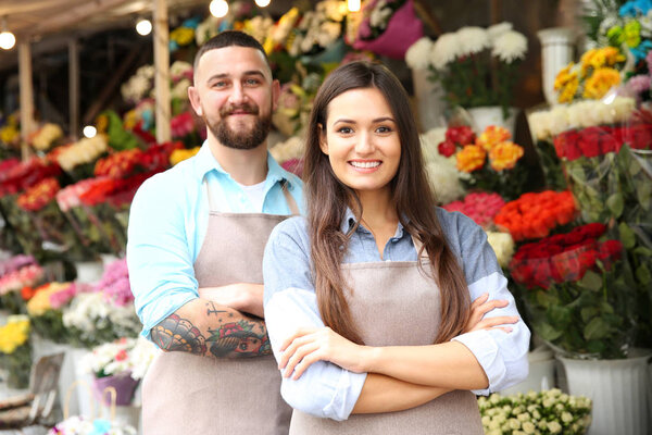 Male and female florists 