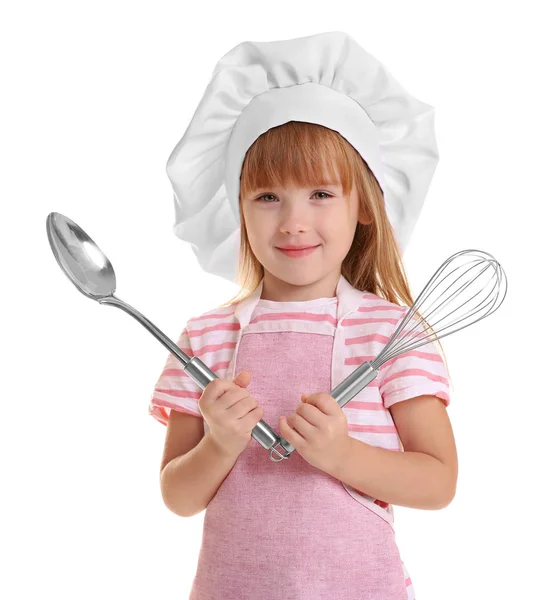 Petite fille en chapeau de chef — Photo