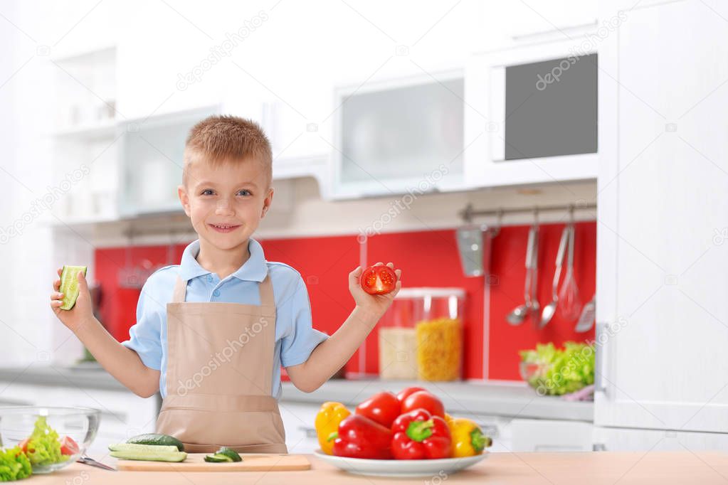 Little boy cooking 