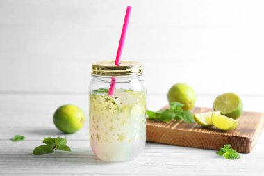 Lime lemonade in mason jar