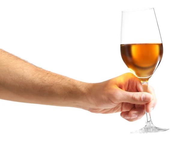 Male hand holding glass with wine — Stock Photo, Image