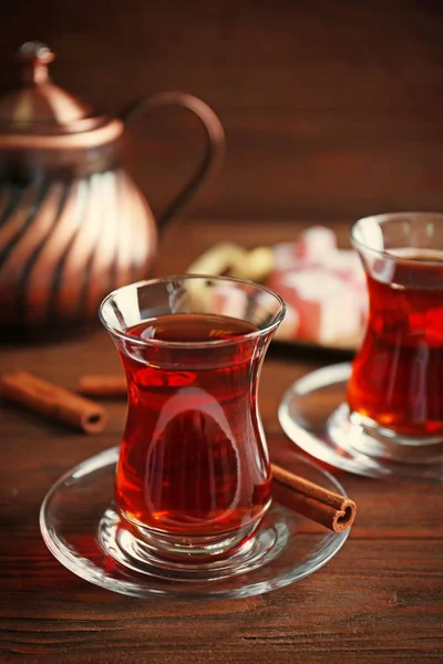 Turkish tea in traditional glasses — Stock Photo, Image