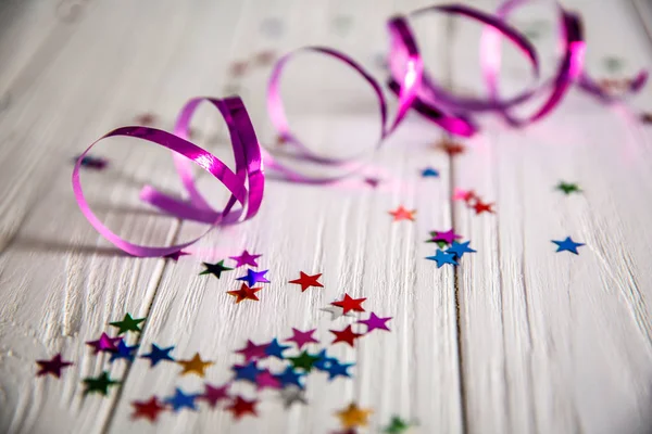 Colorful confetti and streamer — Stock Photo, Image