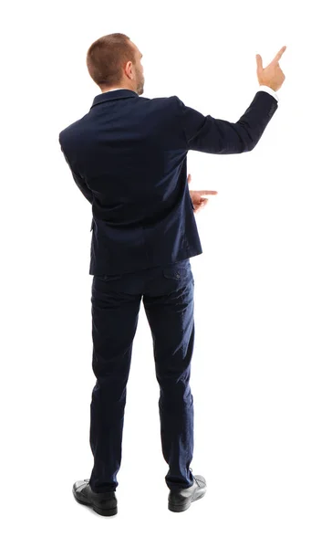 Young business coach standing on white background — Stock Photo, Image