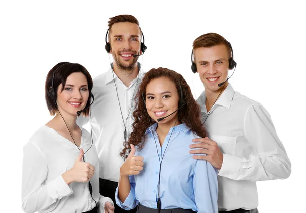 Equipo Despachadores Soporte Técnico Sobre Fondo Blanco —  Fotos de Stock