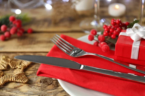 Mooie kersttafel decor — Stockfoto