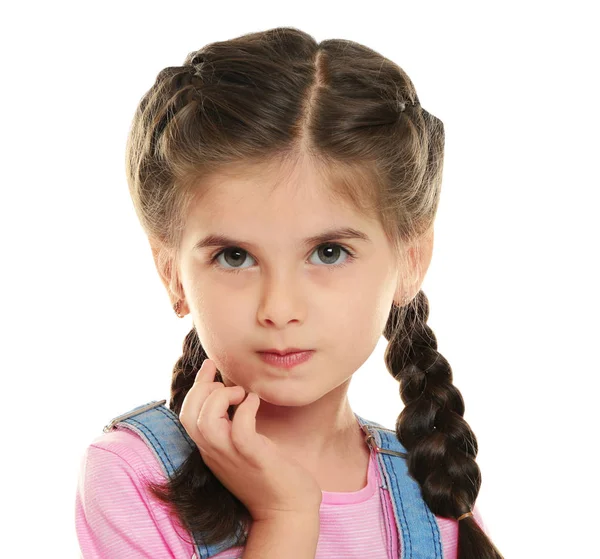 Cute little girl on white — Stock Photo, Image