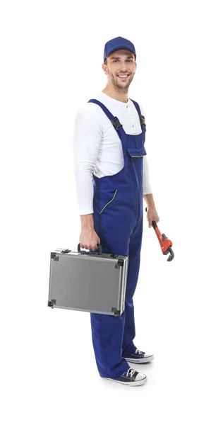 Idraulico in uniforme blu — Foto Stock