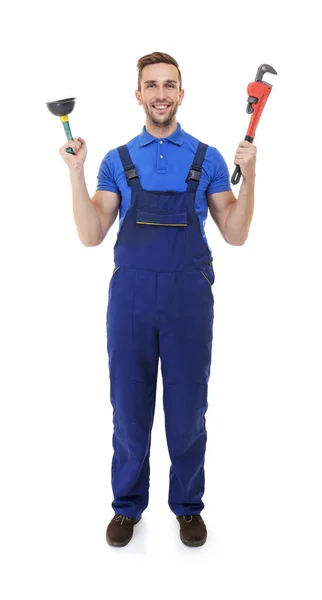 Idraulico in uniforme blu — Foto Stock