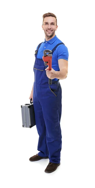 Fontanero en uniforme azul — Foto de Stock