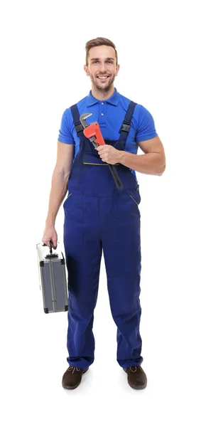 Plombier en uniforme bleu — Photo