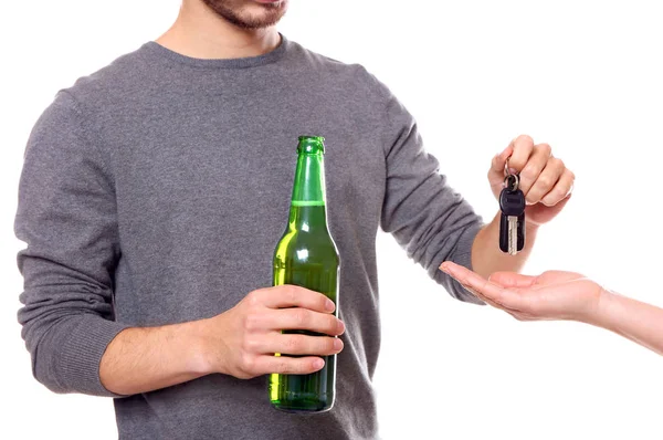 Drunk man giving car key — Stock Photo, Image