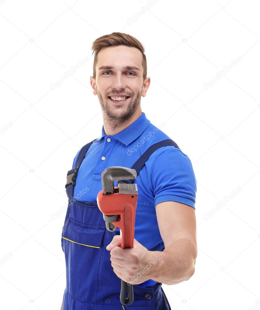 Plumber in blue uniform